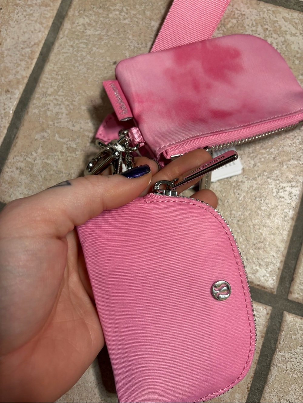 NWT Lululemon Dual Pouch Wristlet (Strawberry Multi/Candy Cloud/Silver) - Picture 3 of 9
